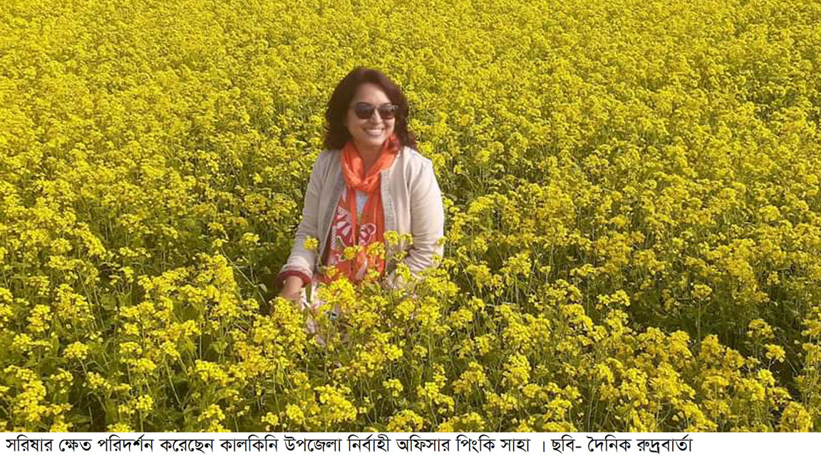 পরিদর্শনে এসে সরিষার মাঝে হাড়িয়ে গেলেন উপজেলা নির্বাহী অফিসার পিংকি সাহা