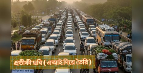 ফরিদপুর-ভাঙ্গা সড়ক দীর্ঘদিন বন্ধ, শরীয়তপুরে যানজট–বাড়ছে খরচ ও পণ্যের দাম
