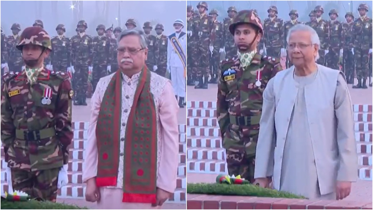 বিজয় দিবসে জাতির সর্বোচ্চ শ্রদ্ধা: জাতীয় স্মৃতিসৌধে শ্রদ্ধা নিবেদন করলেন রাষ্ট্রপতি ও প্রধান উপদেষ্টা