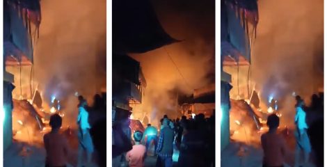 বরিশালে গভীর রাতে অগ্নিকাণ্ডে ৭টি দোকান ভস্মীভূত