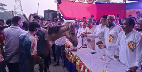 চ্যাম্পিয়ন দলের পুরস্কার ঐতিহাসিক ঘোড়া, শরীয়তপুরে ফুটবল টুর্নামেন্টে ব্যতিক্রমী আয়োজন
