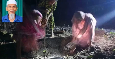 ১৭ ঘণ্টা পর দাফন মানিক পশারীর, কবর খুঁড়লেন স্ত্রী-মেয়ে-বোন