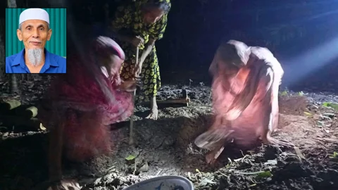 ১৭ ঘণ্টা পর দাফন মানিক পশারীর, কবর খুঁড়লেন স্ত্রী-মেয়ে-বোন